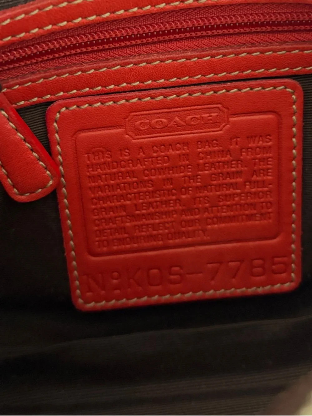 Coach Hamptons Demi baguette shoulder bag (style 7785) in Coral Red